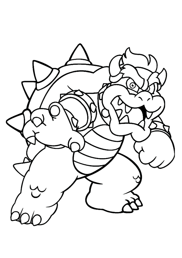 Bowser character from Super Mario Bros coloring page