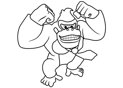 Drawing of the main character Donkey Kong from Super Mario Bros to color.