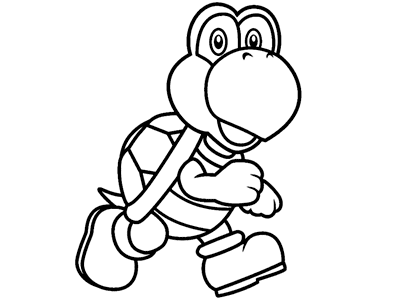 Drawing of the character Koopa Troopa from Super Mario Bros to color.