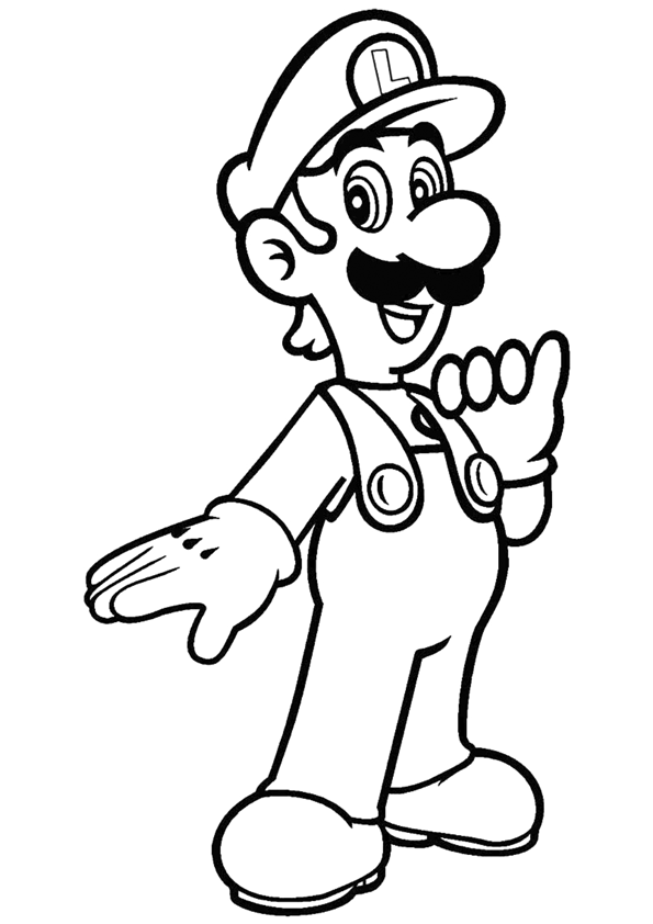 Luigi character from Super Mario Bros coloring page