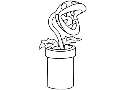 Drawing of the character Piranha Plant from Super Mario Bros.