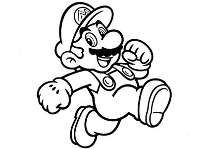 Coloring page of Super Mario running.