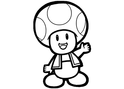 Drawing of the character Toad from Super Mario Bros to color.