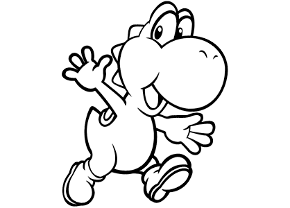 Drawing of the character Yoshi from Super Mario Bros to color.