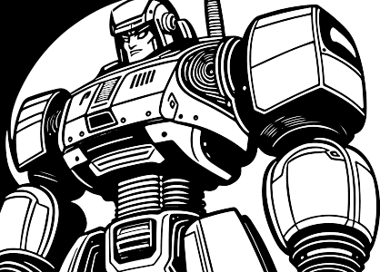 Drawing of the armored torso of a Transformer