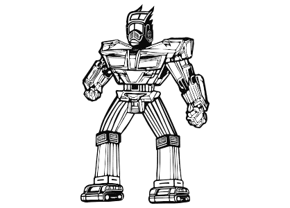 Coloring page of an athletic and strong Transformer
