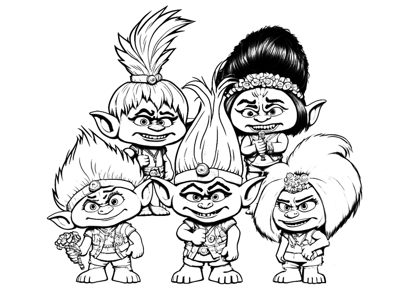 Drawing of some ugly trolls to color.