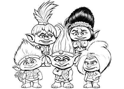Drawing of some ugly trolls to color
