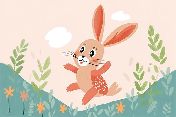 Drawing for kids, rabbit jumping