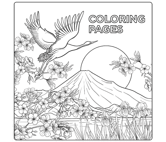 Landscape with a mountain coloring page