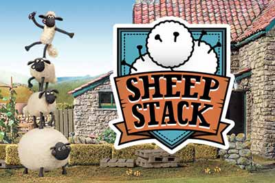 Juego de animales de la oveja Shaun que apila las ovejas contra la ventana