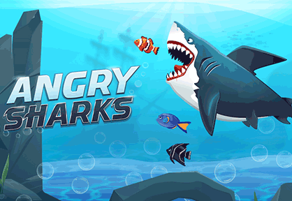 Juego de animales marinos Angry Sharks, los tiburones están enfadados