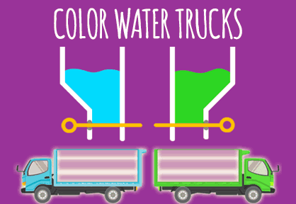 Juego puzzle Color water trucks, llenar los camiones de agua de color