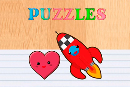 Juego de puzzle para niños con multitud de figuras geométricas, animales, etc