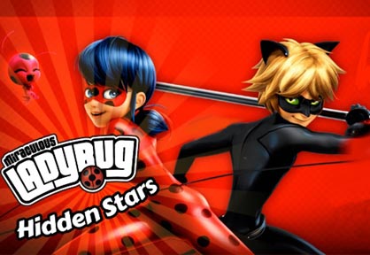 Juegos infantiles de los personajes de la serie de dibujos animados Miraculous Ladybug. Juego Hidden Stars.