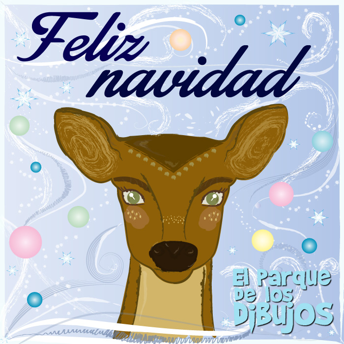 Ilustración dibujo ciervo Feliz Navidad en El Parque de los Dibujos