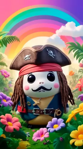 Peluche del personaje Jack Sparrow de Piratas del Caribe.
